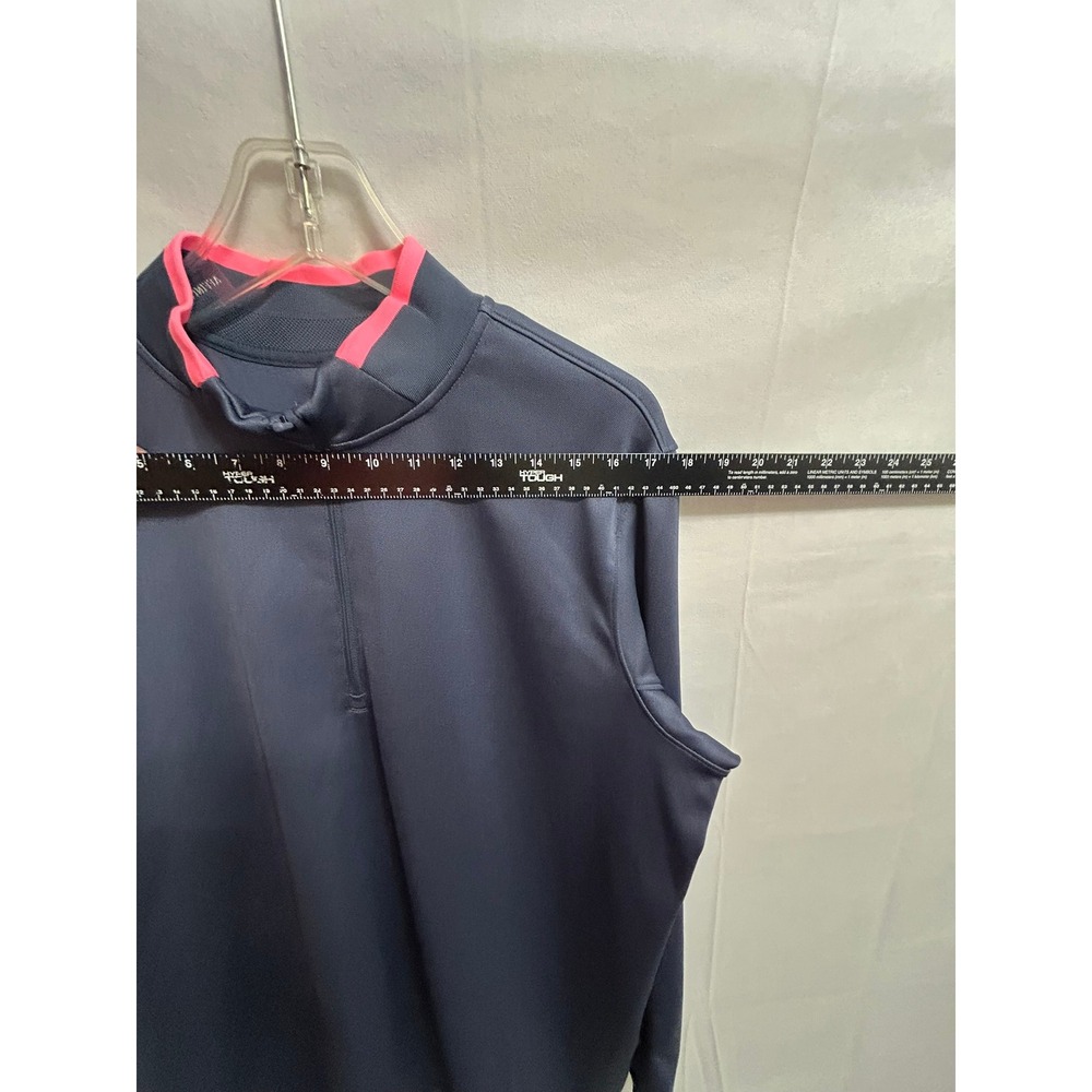 Nike Dri-FIT Womens Large Quarter Zip Pullover Navy Blue Neon Pink Trim Active - Picture 4 of 9